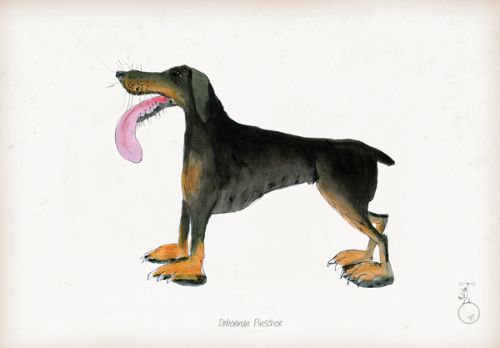 Doberman Pinscher - fun dog art print by Tony Fernandes